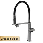Luxury gun gray brass kitchen faucet 1 hole Double handle Cold and hot dual control, with filtered water Two function sink Tap
