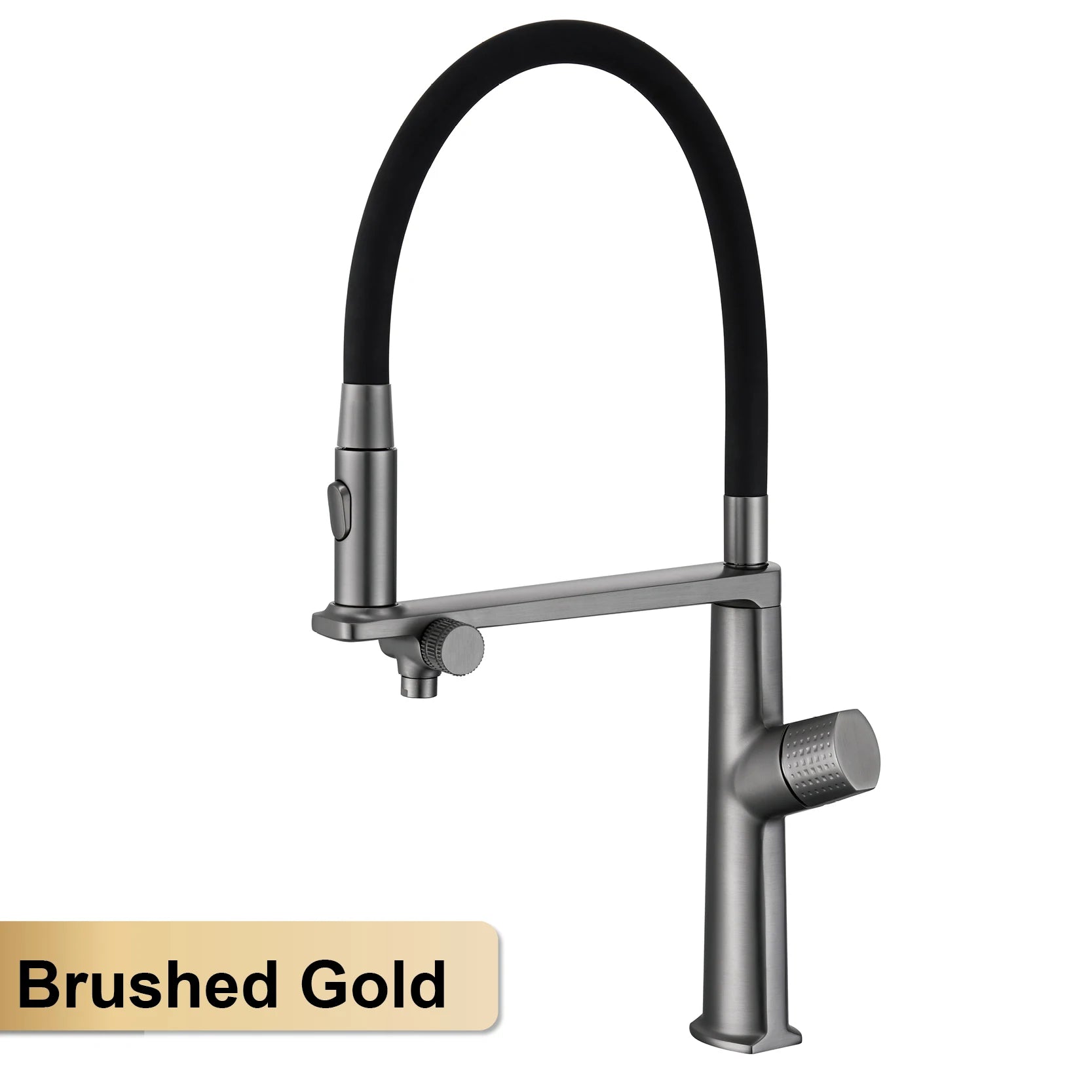 Luxury gun gray brass kitchen faucet 1 hole Double handle Cold and hot dual control, with filtered water Two function sink Tap