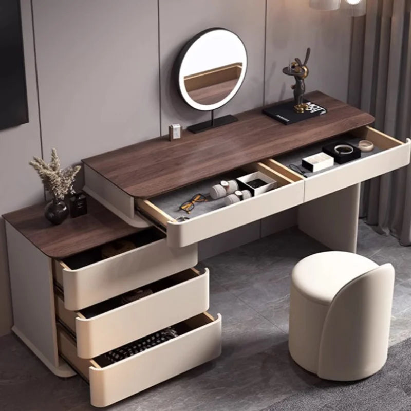 Makeup Mirror Wooden Dresser Set Bedroom Brown Natural Modern Vanity Dressers Nordic Storage Drawer Coiffeuse House Accessories