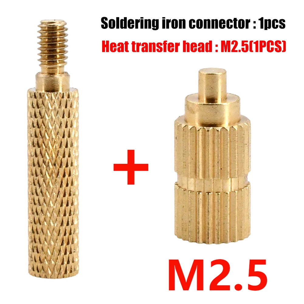 Brass Heating Soldering Iron Tip Tool Insert Nut for Plastic 3d Printing Holt Melt Nut Implant Connector M2 M2.5 M3 M4 M5 M6 M8
