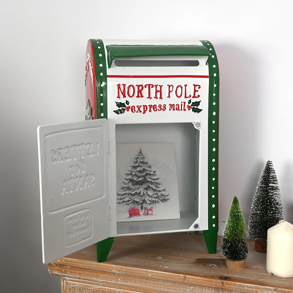 Outdoor Garden Metal Mailbox Christmas Wishing Mailbox Leaving Message Post Box Standing Santa Mailbox Farmhouse Design