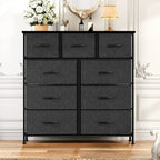 9 Drawer Fabric Dresser for Bedroom, Chest of Drawer Organizer Storage Cabinet for Closet, Entryway, Black