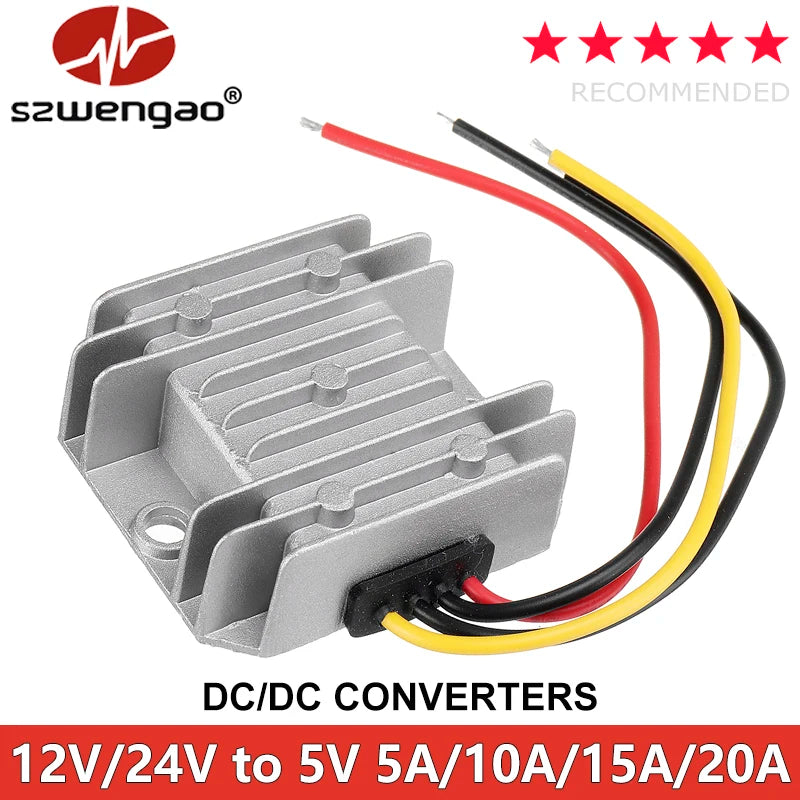 DC 12V/24V Step-down to 5V 5A 10A 15A 20A 100W Power Converter Module Buck Voltage Regulator LED Switching Power Supply Adapter
