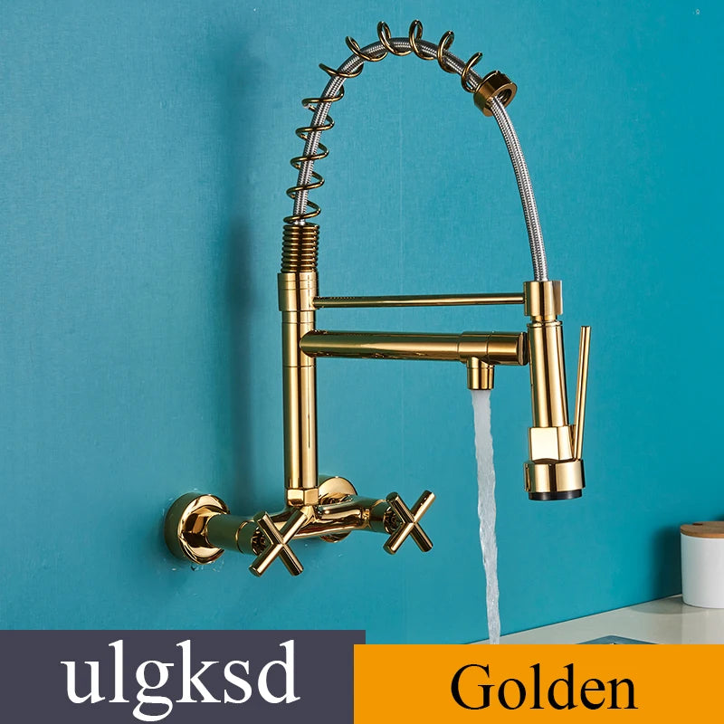 Kitchen Sink Faucet Embedded Concealed Mixer Faucets Hot&Cold Kitchen Sink Mixer Taps Two Mode Tap Dual Handles Pull Down Cranes