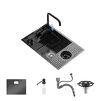 304 Stainless Steel Kitchen Sink Concealed Folding Faucet With Cup Washer Coffee Shop Milk Tea Bar 55cmx32cm Sink