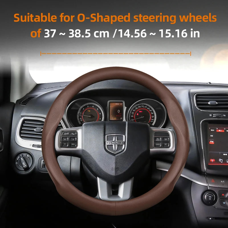 Suitable for Dodge Ultra-Thin Breathable Leather Steering Wheel Cover Suitable for Challenger Journey Charger Caliber Durango Ram 1500 Grand Caravan Dart Dakota Nitro Avenger Viper