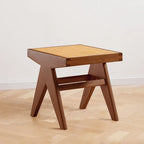 Handmade Rattan Bench with Wabi - Sabi Flair: Solid Wood, Multifunctional for Home & Shoe Storage
