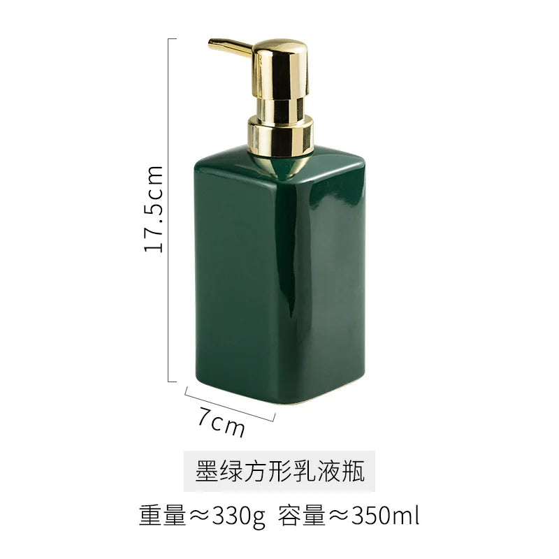 Enamel Hand Soap Shower Gel Dispensing Bottle Household Ceramic Soap Dispenser Gold Press Lotion Bottle Bathroom Accessories New