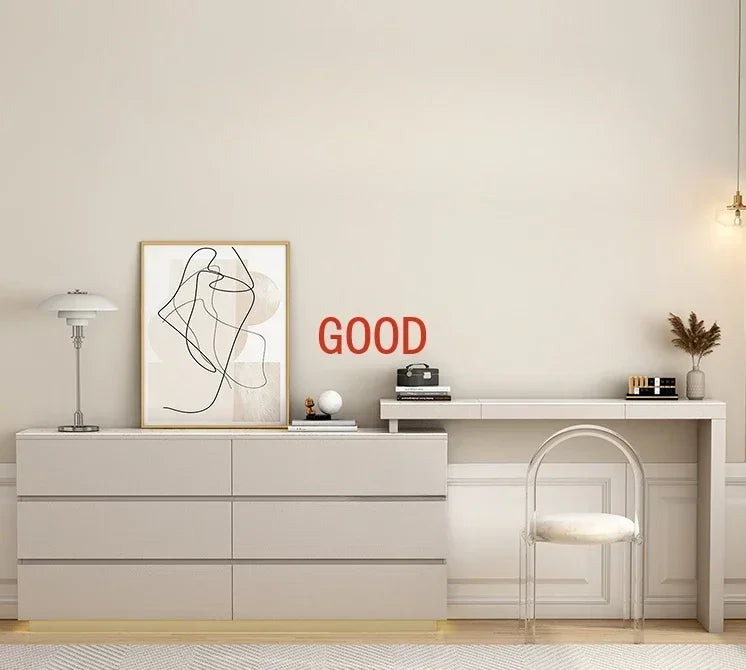 Minimalist bedroom dresser, storage cabinet, retractable bedside chest of drawers, dressing table, folding mirror