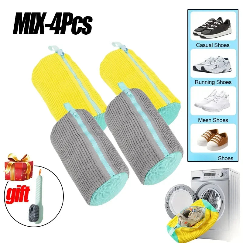 Machine Washable Shoe Washing & Drying Bag with Soft Fiber - Durable Polyester Laundry Protector for Shoes Adjustable Strap