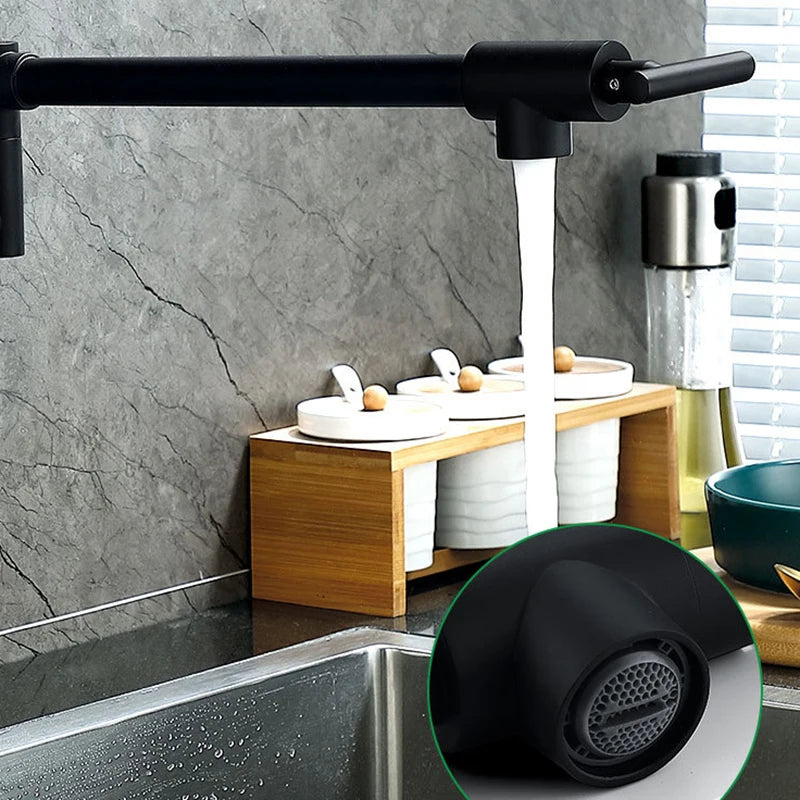 Baokemo Folding into the Wall Faucet 304 Stainless Steel Universal Rotation Faucet Kitchen Concealed Single Cold Faucet