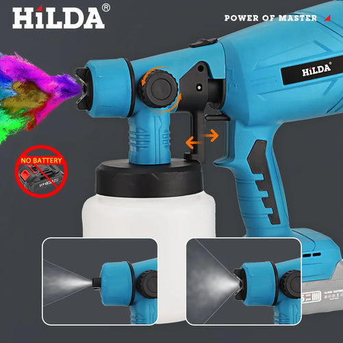 HILDA Electric Spray Gun Compatible Automatical Cordless Paint Sprayer Tool Portable Household Spray Gun For Makita 18V Battery