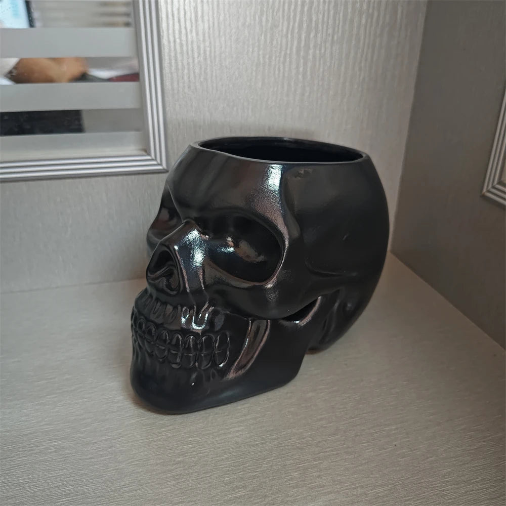 Skull Planter Vase Gothic Skull Flower Pot Goth Plant Pots Succulent Planters For Home Decor Halloween Decoration Pen Holder