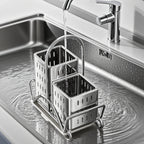 Kitchen Cutlery Organiser, Stainless Steel Utensil Holder for Spoon Fork Knife, Multifunctional Desktop Tableware Storage Rack