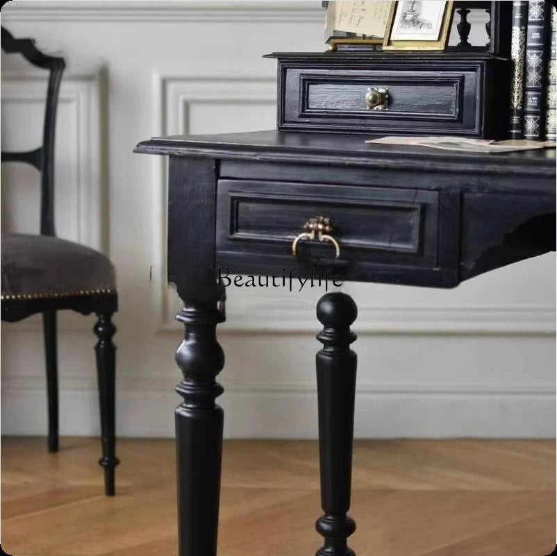 American retro old solid wood dresser French gothic bedroom makeup table