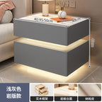 Modern Style Solid Wood Bedside Table with Wireless Charging Smart 2 Drawers Bedroom Nightstands with Lock 40/45/50cm
