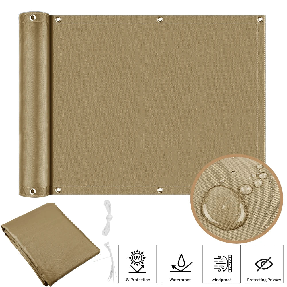 Balcony Privacy Screen Cover Fence Patio Waterproof Shade Cloth 95% UV Protection Shield Deck Shade Sail Garden Porch Pool Decor
