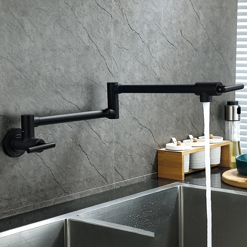 Baokemo Folding into the Wall Faucet 304 Stainless Steel Universal Rotation Faucet Kitchen Concealed Single Cold Faucet