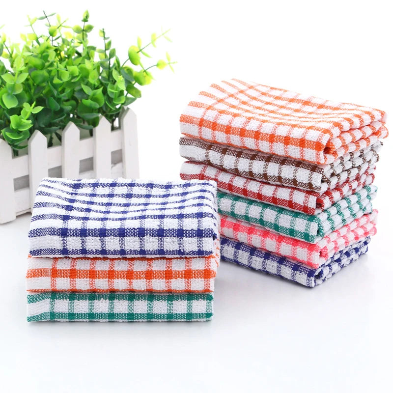 Kitchen Towel Tea Towel Dish Cloth Absorbent Cotton Jacquard Plaid Towel