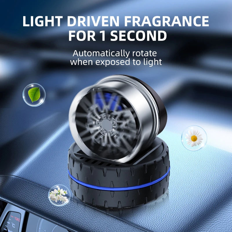 Solar Car Air Freshener Wheel Hub Design Perfume Diffuser Decoration Vehicle Wheel Rotating Air Freshener Vehicle Air Fresheners