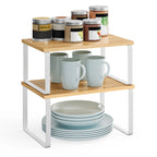 SONGMICS Cabinet Organizer Shelf, Set of 2 Kitchen Counter Shelves, Kitchen Storage, Spice Rack, Stackable, Expandable