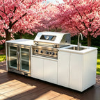 Mobile Kitchen On Wheels With Sink, Practical Unit,Ideal Decor & Accessories For Backyard,Garden Patio Daily Use & Entertainment