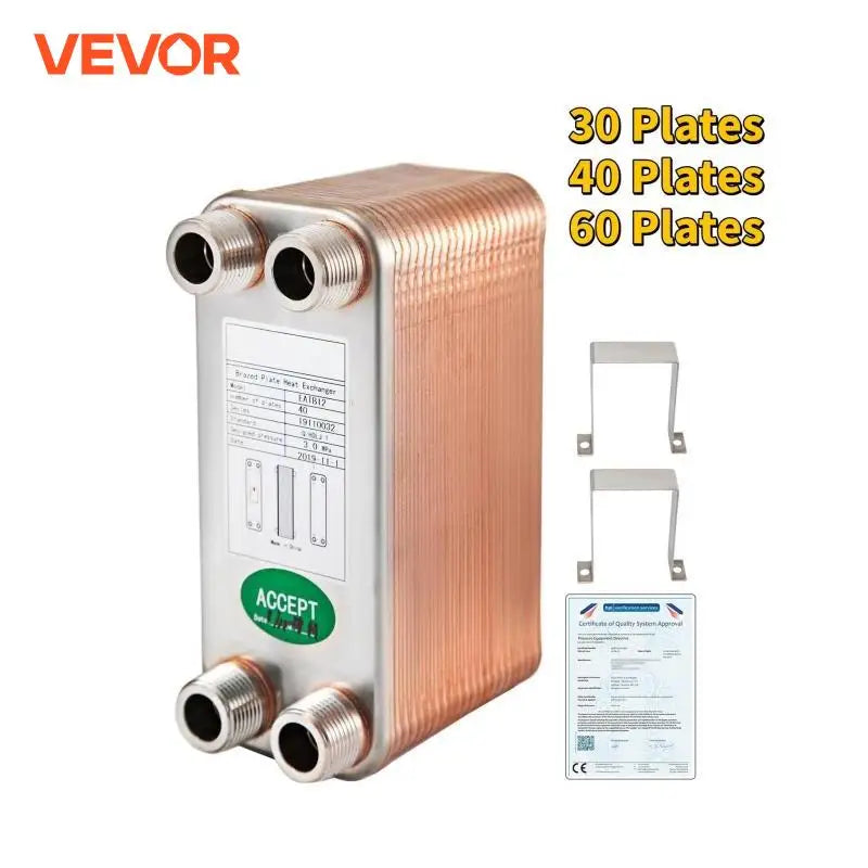 SucceBuy 30 40 60 Plates Heat Exchanger Wort Chiller Stainless Steel Homebrew Brewing Beer Cooler Counter Chiller Water Heating