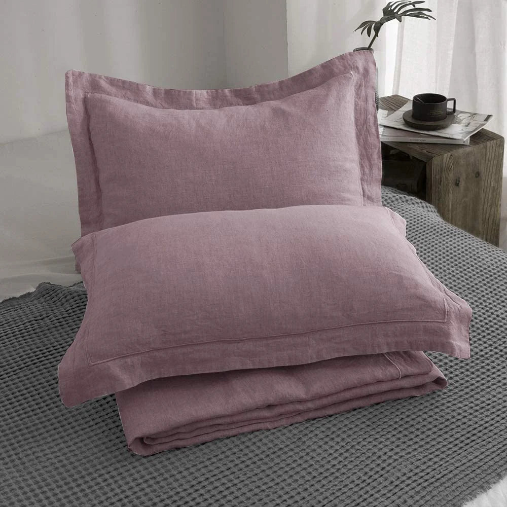 Simple&Opulence 100% Linen Bedding Set 3Pcs Washed Comforter Boho Breathable Queen King Size Duvet Cover Bed Sheet Pillow Shams