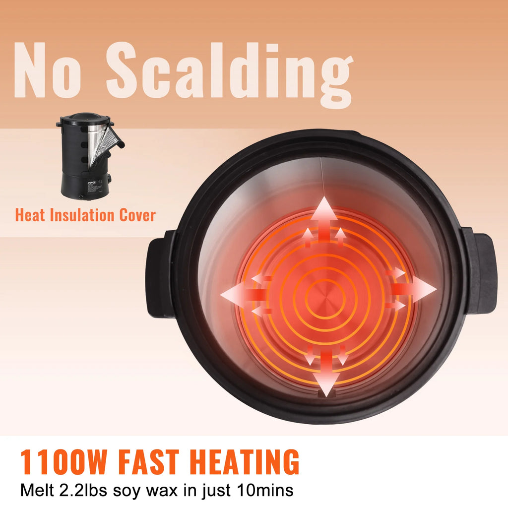 SucceBuy 6.5L 10L Wax Melter for Candle Making Large Electric Wax Melting Pot Easy Pour Spout 9-Level Temperature Control