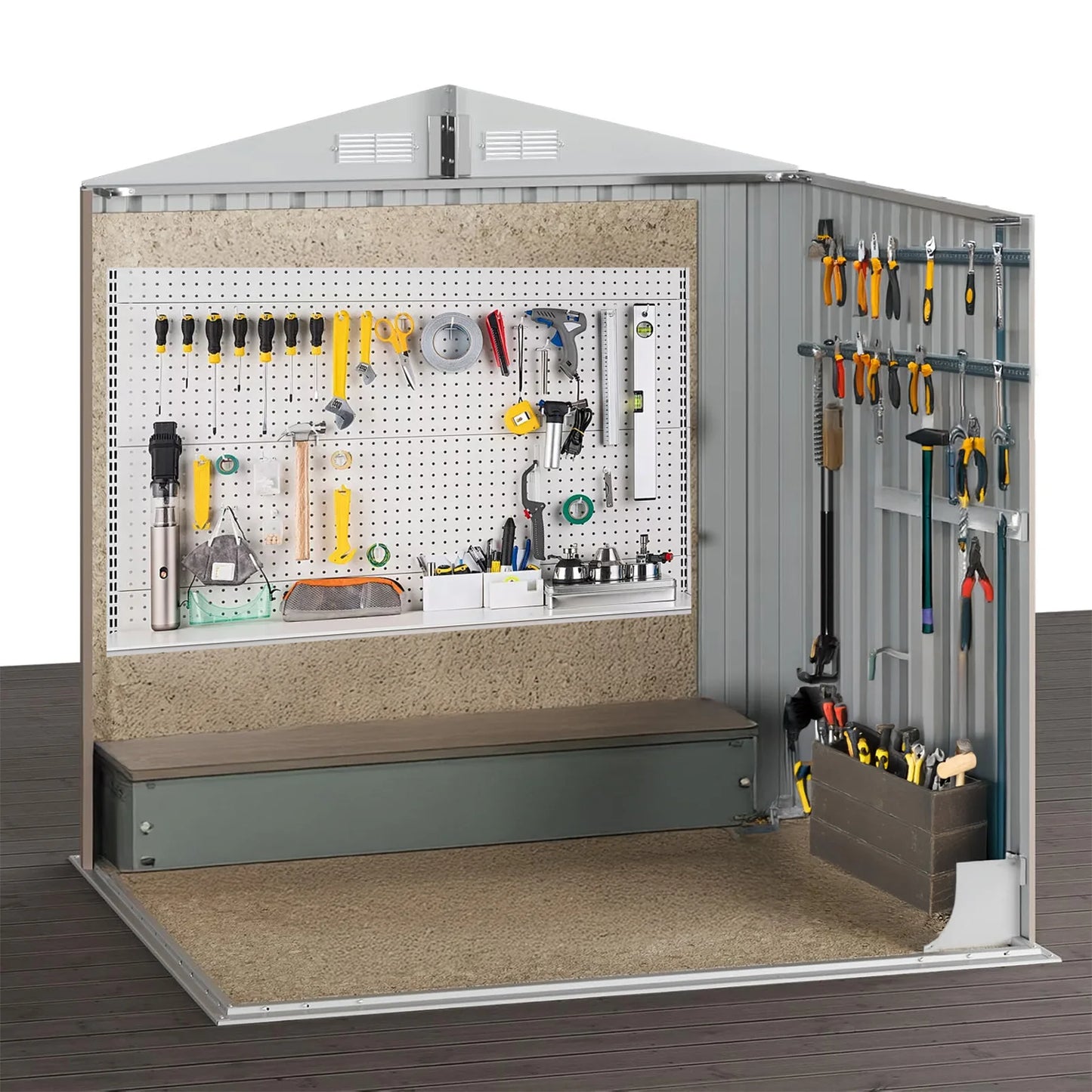 6x4 FT Outdoor Storage Shed, Metal Garden Shed with Lockable Door, Anti-Corrosion Tool Shed with Sloping Roof, for Backyard Pati