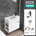 Minimalist Mini Bathroom Cabinet with Side Storage Ceramic Integrated Basin Bathroom Vanity Cabinet with Sink Bathroom Furniture