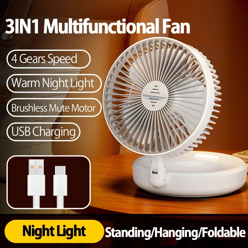 2025 New 5000mAh Rechargeable 3IN1 Multifunctional Portable Fan Wall M