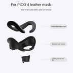 AMVR OOM Leather Mask for PICO 4 VR Headphone Leather Mask Washable Sweat-Proof Leather Face Cover Replacement