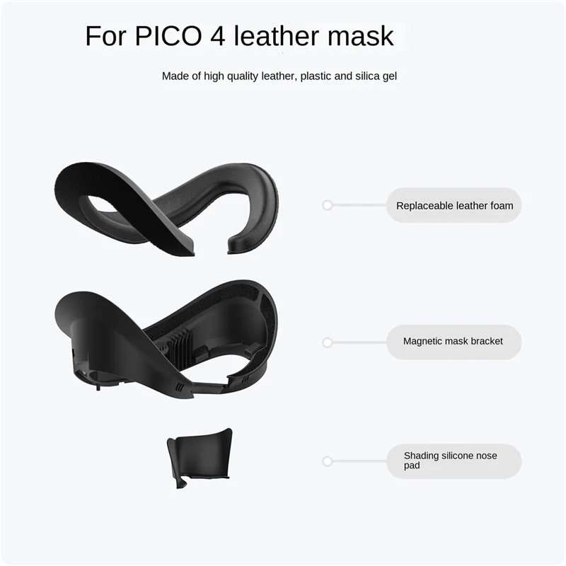 AMVR OOM Leather Mask for PICO 4 VR Headphone Leather Mask Washable Sweat-Proof Leather Face Cover Replacement