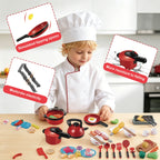 Mini Kids Kitchen Toys Set Pretend Play Cooking Pots Pans Utensils with Play Food Educational Gift for Toddler Boys Girls 3+