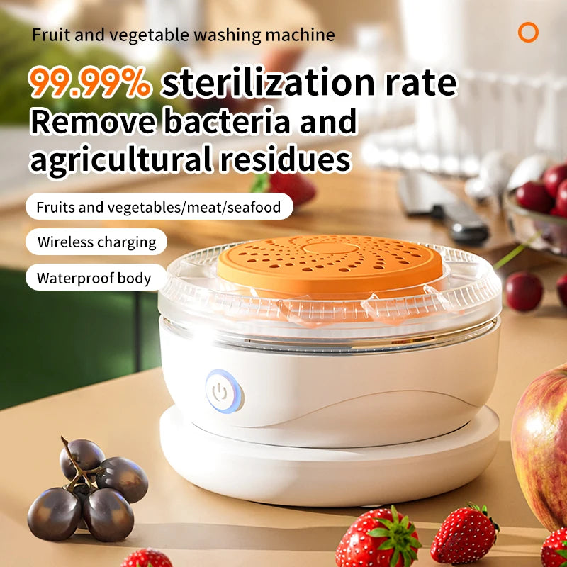 Fruit and Vegetable Washing Machine IPX7 Purifier with Wireless Charging & OH-ion Purification Technology for Vegetables
