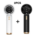 2 Pack 100-Speed Handheld Fan - USB Rechargeable Turbo Cooling with LED Display, Portable Mini Fan for Indoor/Outdoor & Office