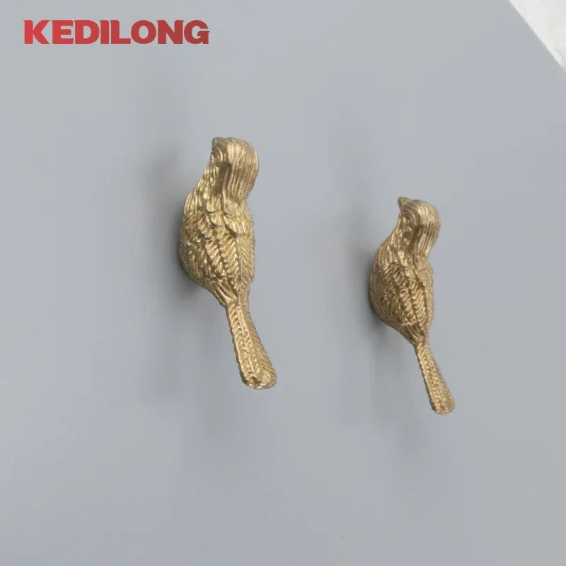 KEDLO Solid brass European luxury bird drawer knob furniture hardware kitchen cabinets gold pull handle