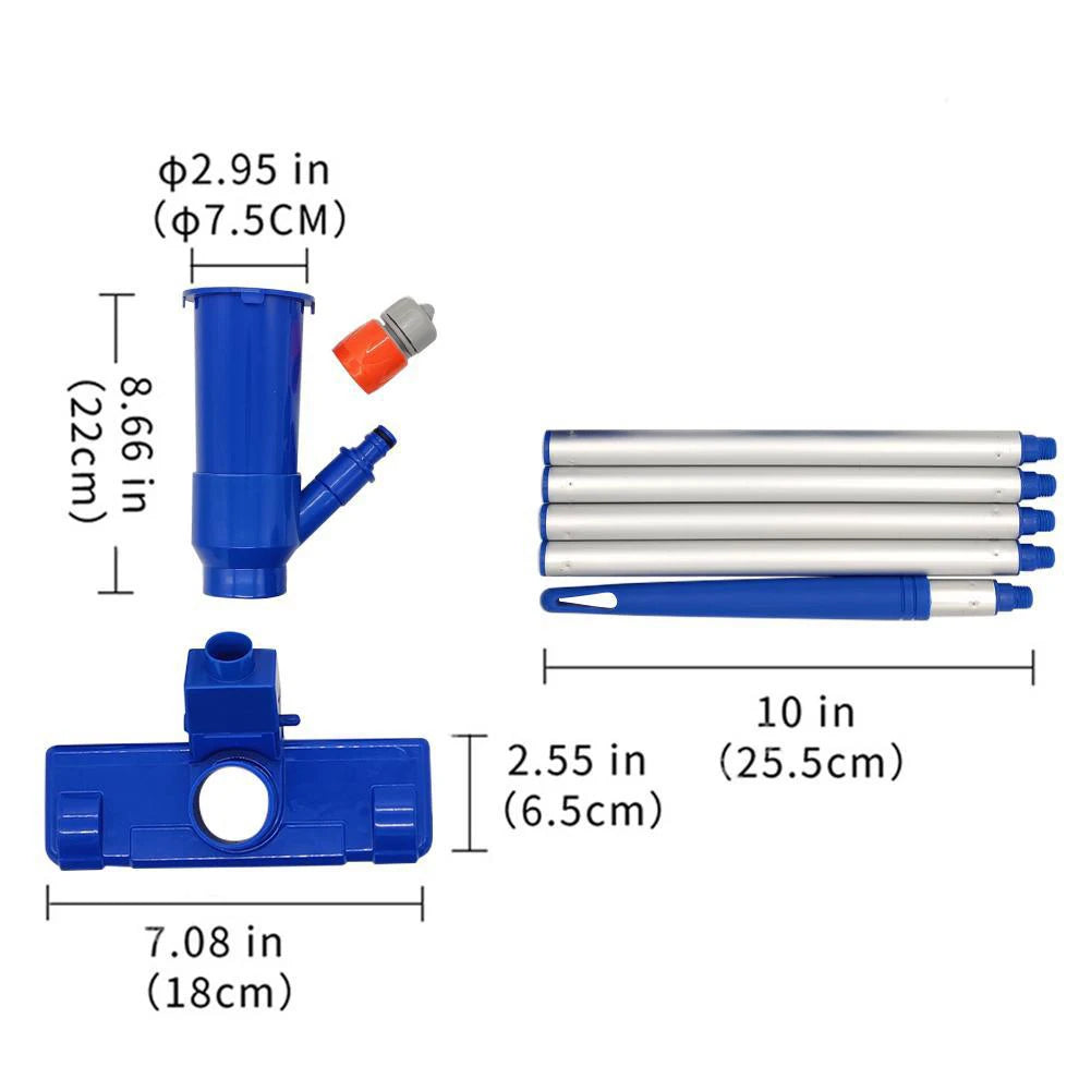 Pool Vacuum Head with Brush Bag Cleaning Kit Clean Bottoms For Pool Filter Swimming Pool Vacuum Cleaner Cleaning Skimmer Pools