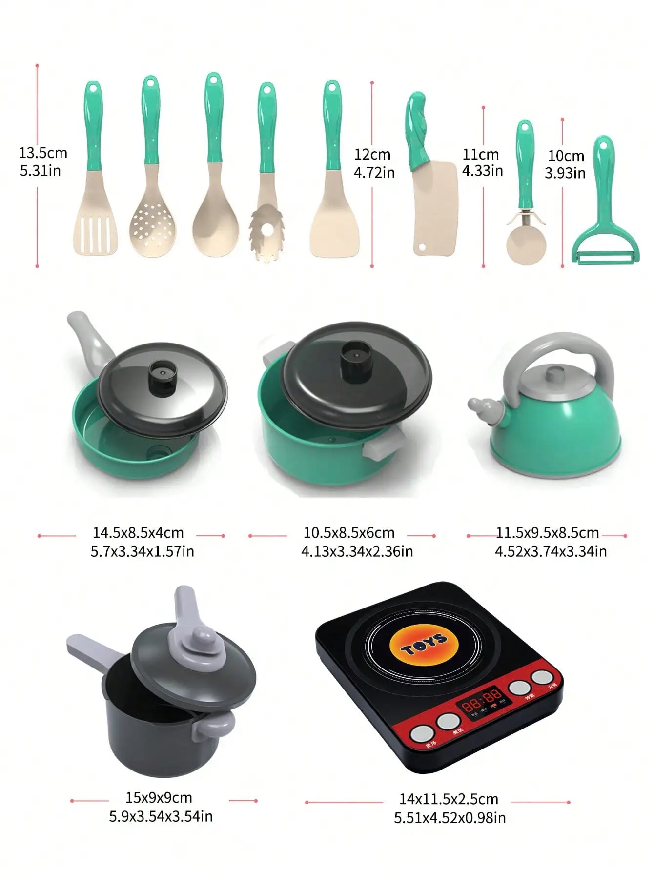 Kids Kitchen Toys Pretend Play Cooking and Serving Utensils with Play Pots Kitchen Accessories Kit Fruit Cutting Tools for Girls