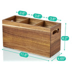 Wooden Silverware Holder Kitchen Utensil Caddy with 3 Compartments Cutlery Storage Organizer For Spoon Fork Holder Countertop