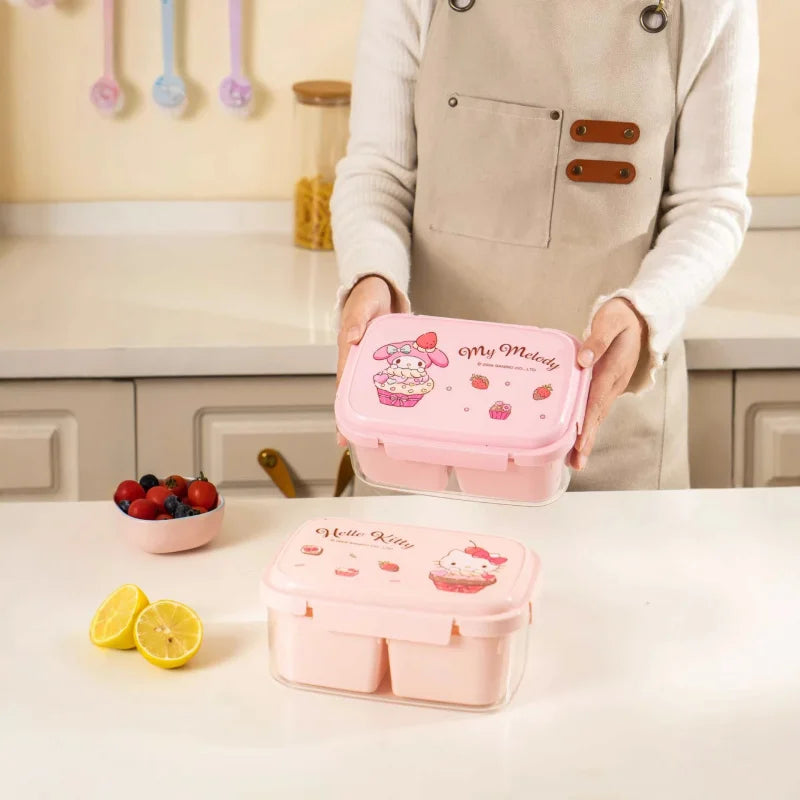 Hello Kitty Kuromi Food Storage Container—Microwave-Safe, Portable, Divided Compartments, Odor-Free, Insulated Lunch Box