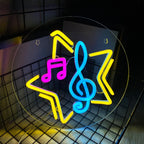 Note Neon Sign, Music Art Wall Led Sign Night Light, Usb Power Supply, Five-Pointed Star Sign, Bar, Music Room Decoration.