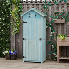 Garden Storage Shed 3 Shelves Tool House W/ Asphalt Roof 77 X 54 X 179 cm Blue