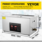 VEVOR 2L 3L 6L 10L 22L 30L Ultrasonic Cleaner Stainless Steel Portable Heated Cleaning Washing Machine Ultrasound Home Appliance