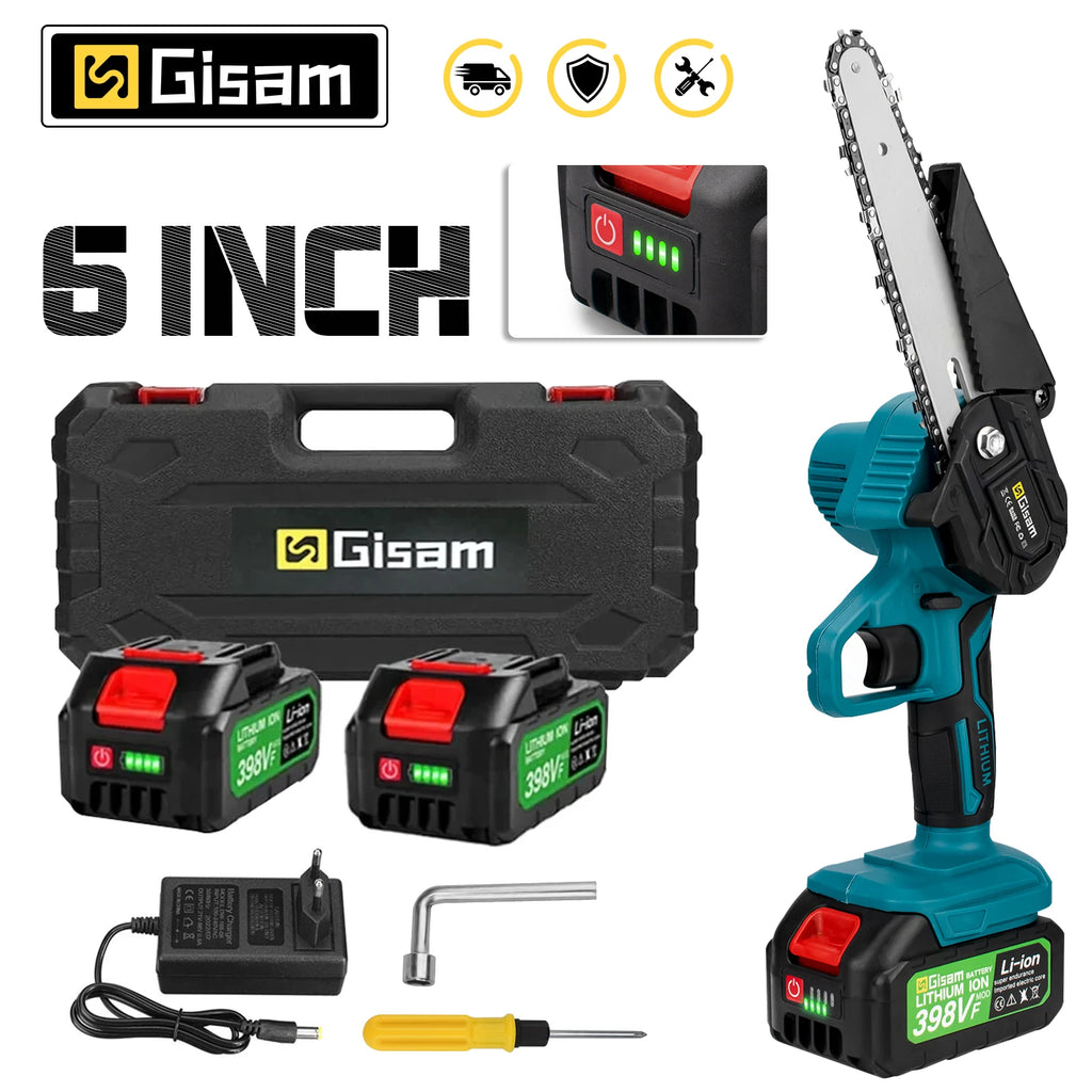 Giasm 6 inch Electric Saw Cordless Electric Chainsaw Garden Cutting Loppers Wood Cutting Power Tools For makita 18v battery pin