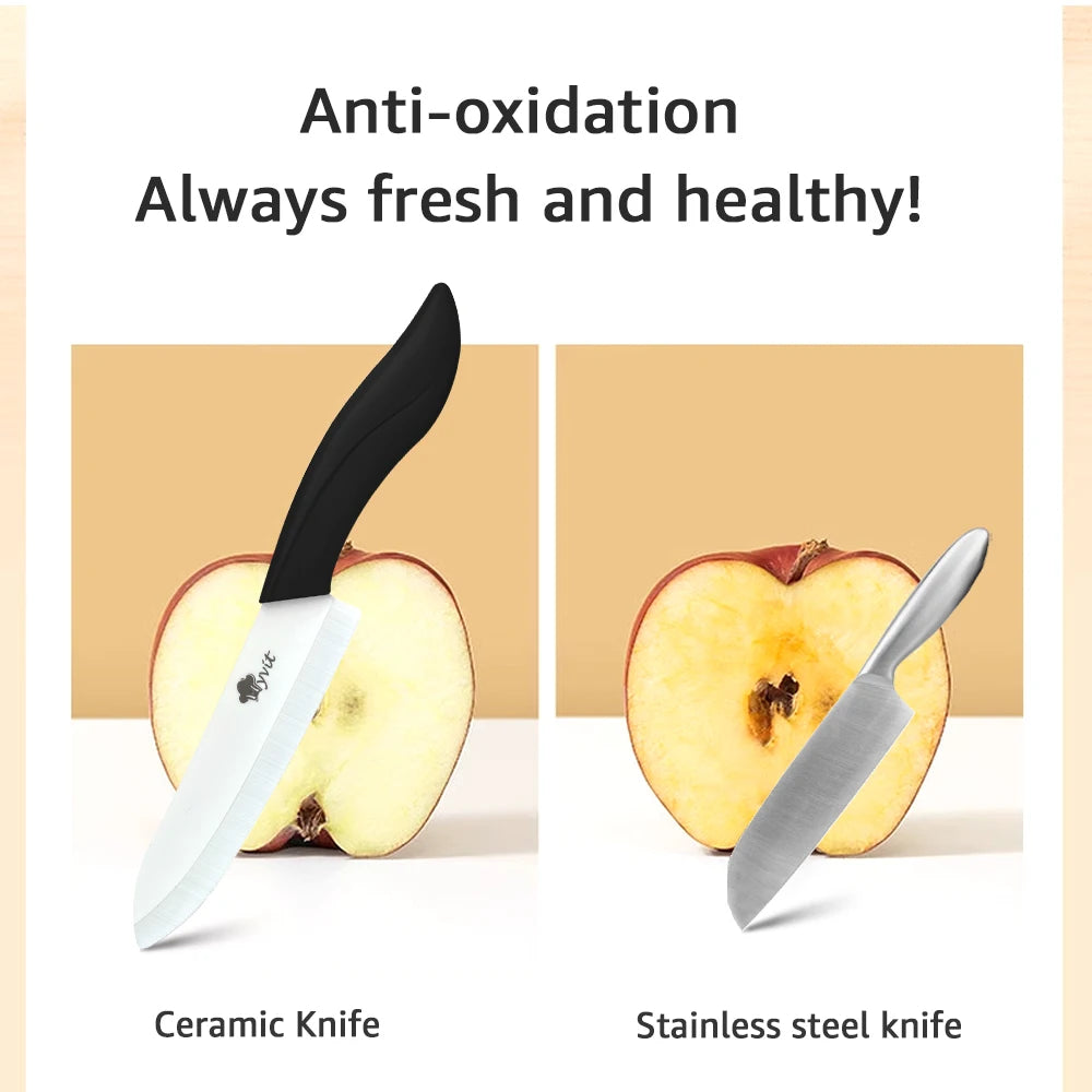 Ceramic Knives Set 3 4 5 6 Inch Chef Utility Paring Knife Fruit Slicer White Zirconia Blade with Peeler Kitchen Cutting Tools