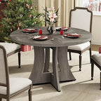 47.2 inch Round Dining Table for 4-6 People, Wood Kitchen Table for Dining Room Living Room, Small Circle Farmhouse Dinner Table