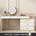 Modern Vanity Desk with LED Lighted Mirror, Luxury Corner Makeup Vanity Table 6 Drawers and Large Storage Dressing Table Shelves
