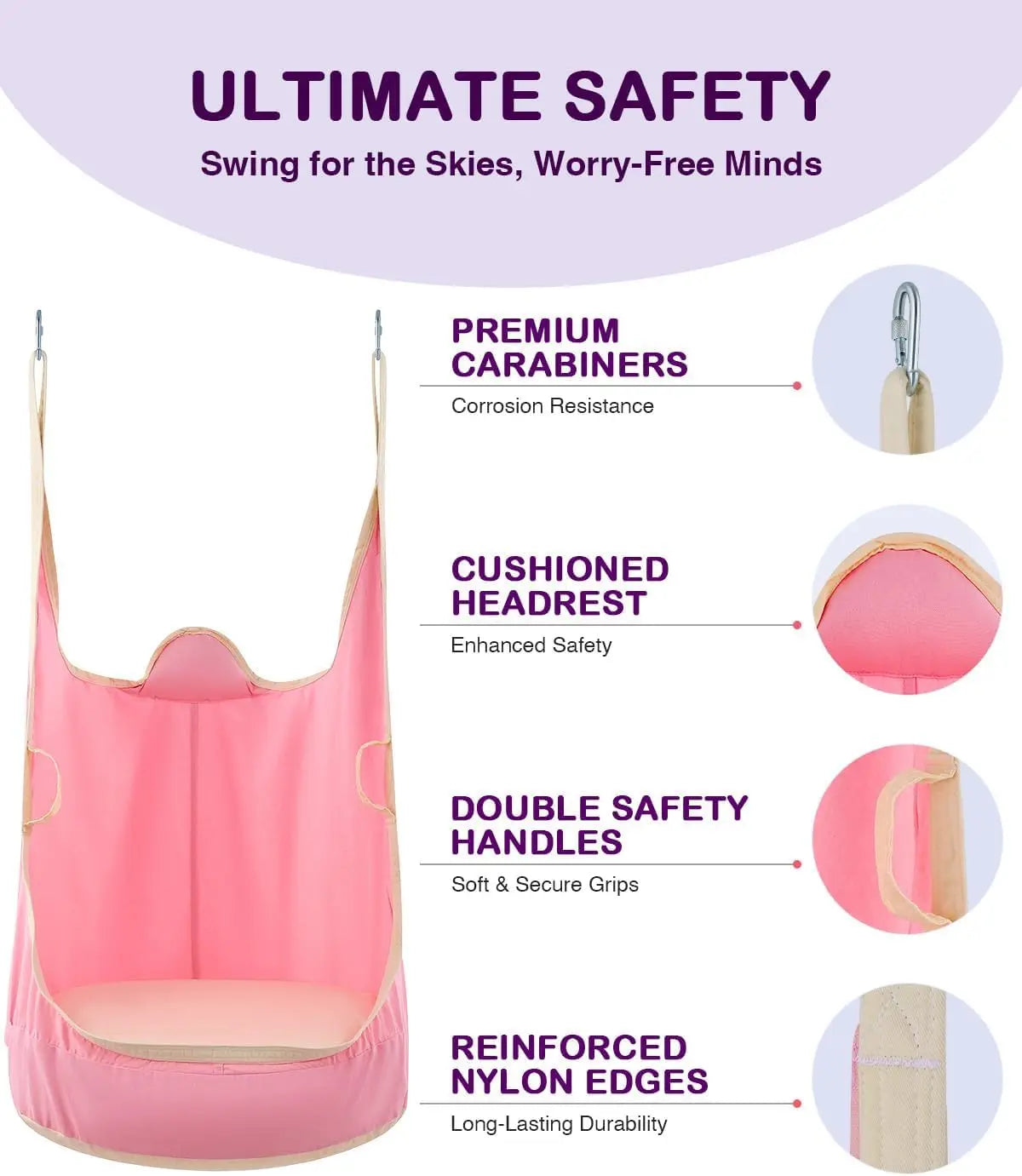 Upgraded Kids Hanging Pod Swing Chair with Inflatable Cushion, Child Hanging Hammock for Indoor and Outdoor